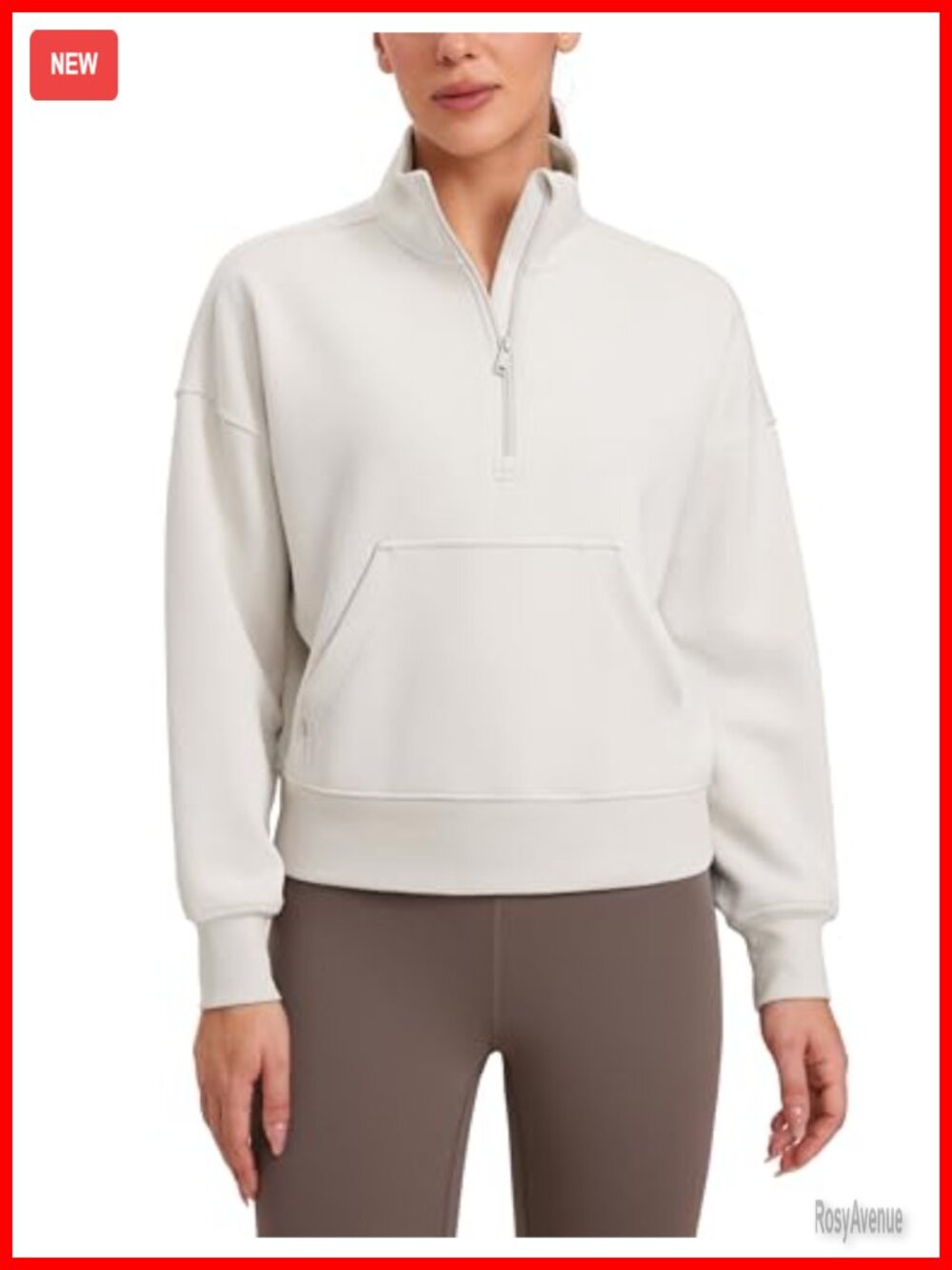 SoftAura Half Zip Sweatshirt Relaxed Fit Kangaroo Pocket Funnel Neck Casual